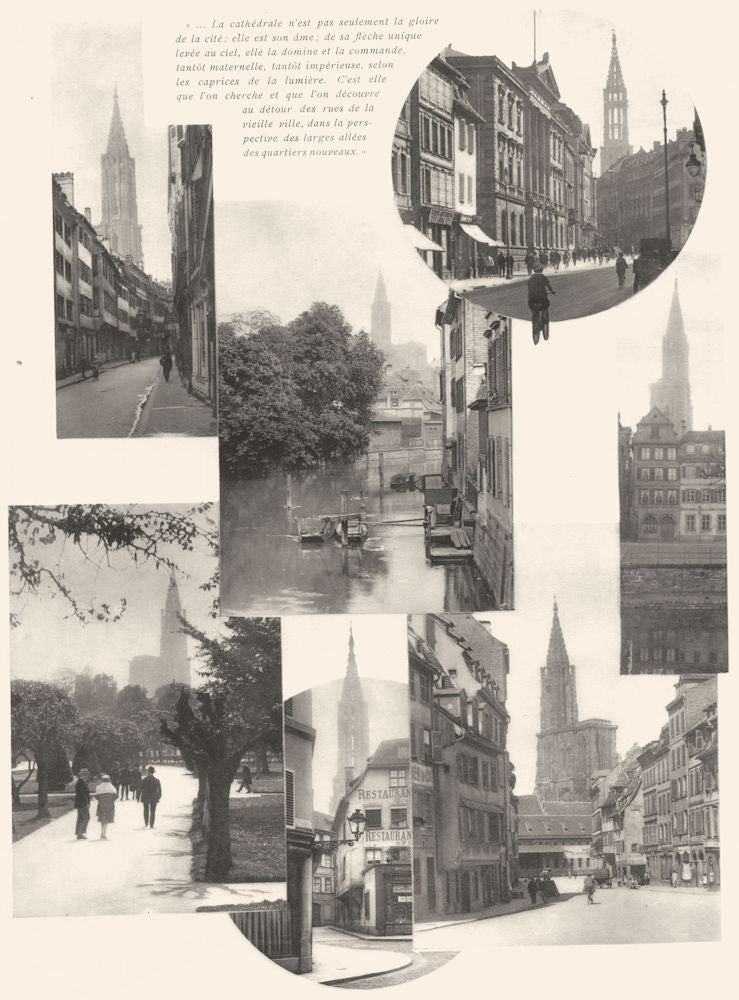 BAS-RHIN. Cathedrale; Allées des quartiers nouveaux 1929 old vintage print